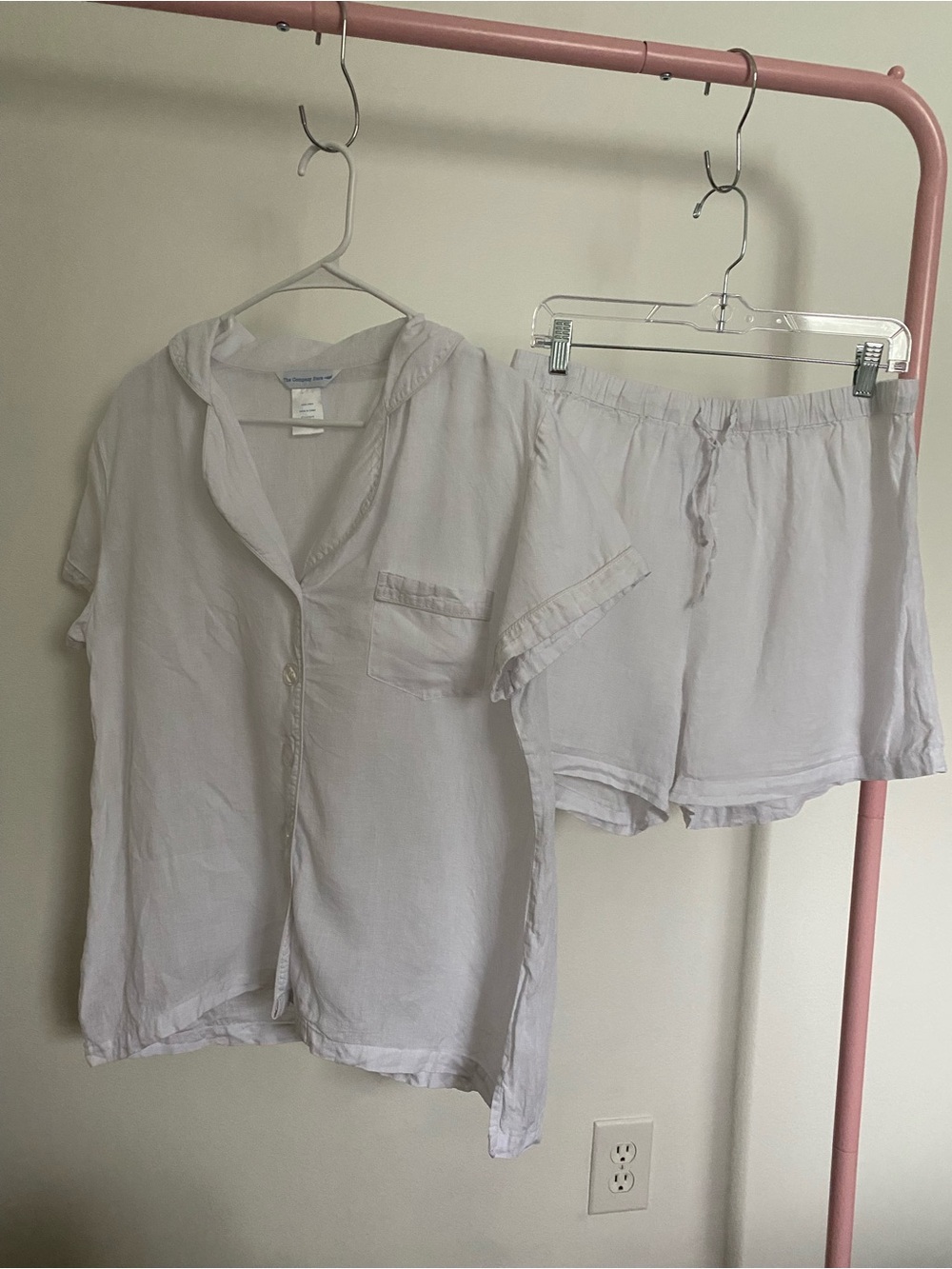 The Company Store 2 Piece White Linen Pajama Set